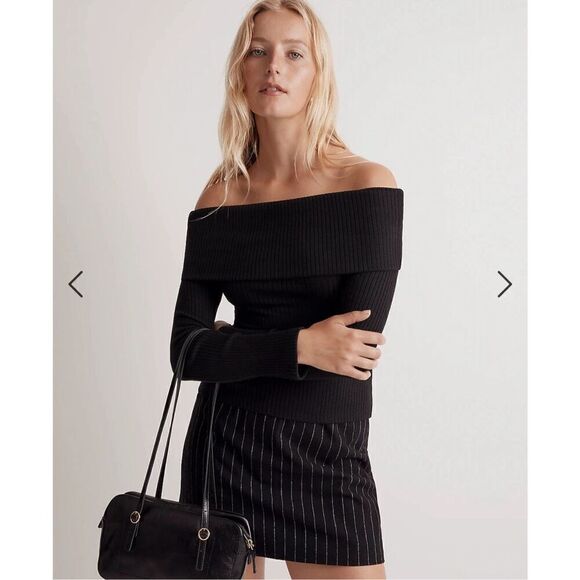 $65 Madewell Off-Shoulder Long-Sleeve Top size L m1 - Picture 1 of 6